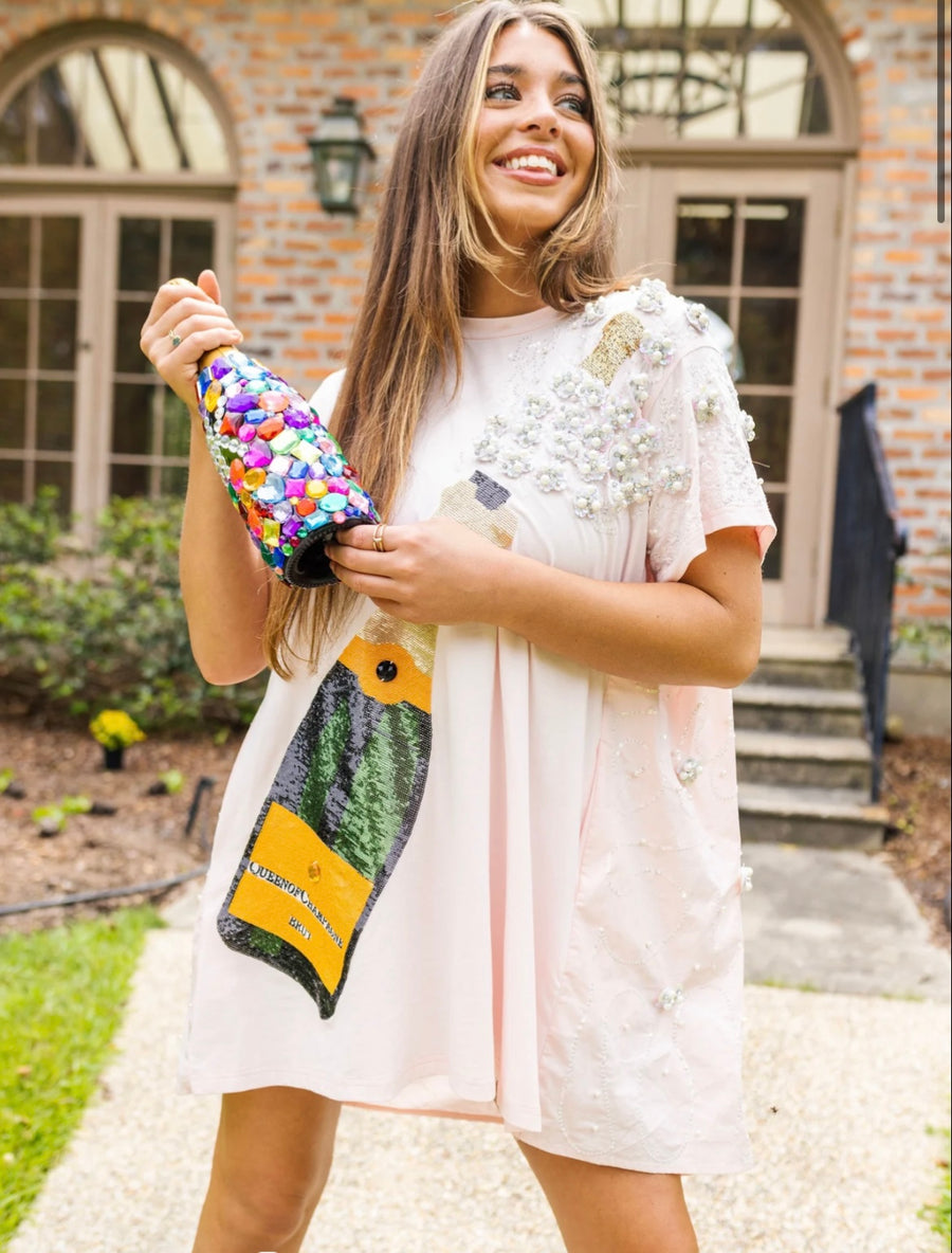 Popping champagne dress tee