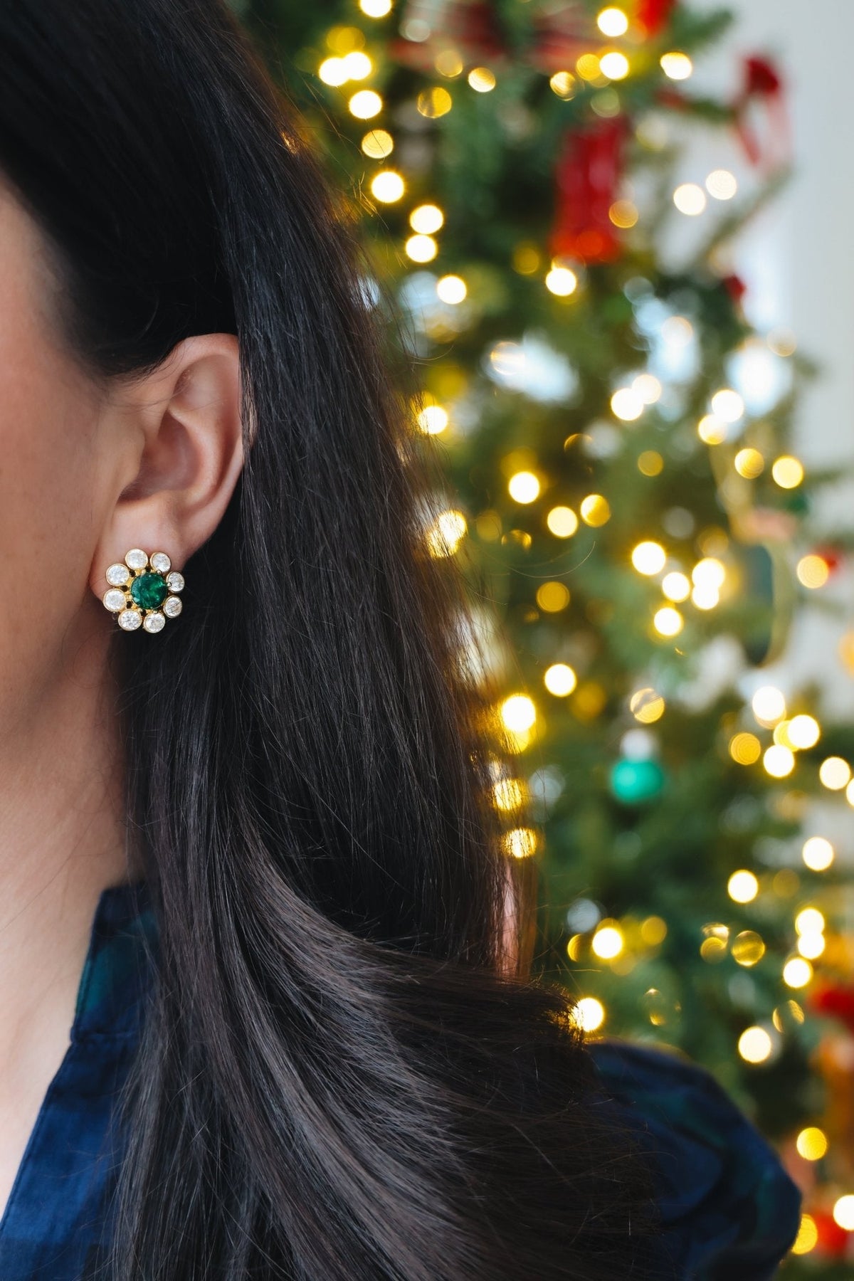 Kelly- Emerald  Stud Earrings- 18k Gold Plated - Belle of the Ball Collection