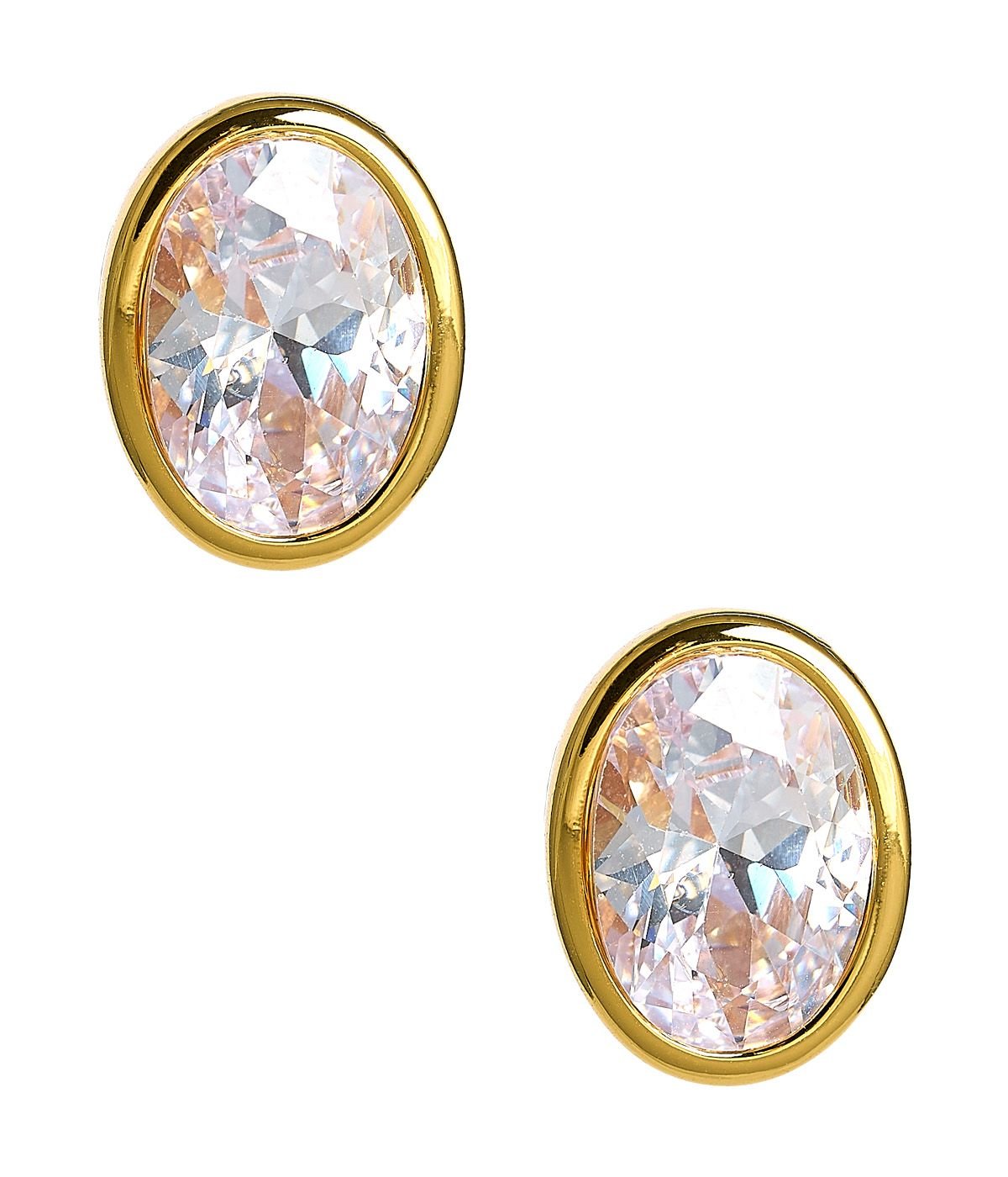 Large Bezel Oval Stud - 18k Gold Plated