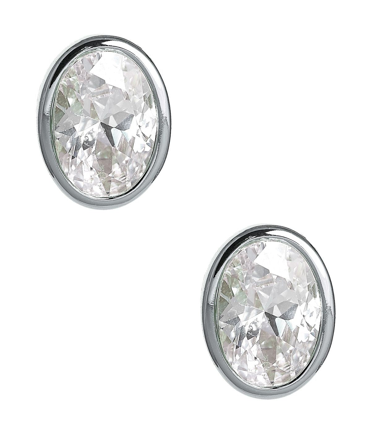 Large Bezel Oval Stud - 18k Gold Plated