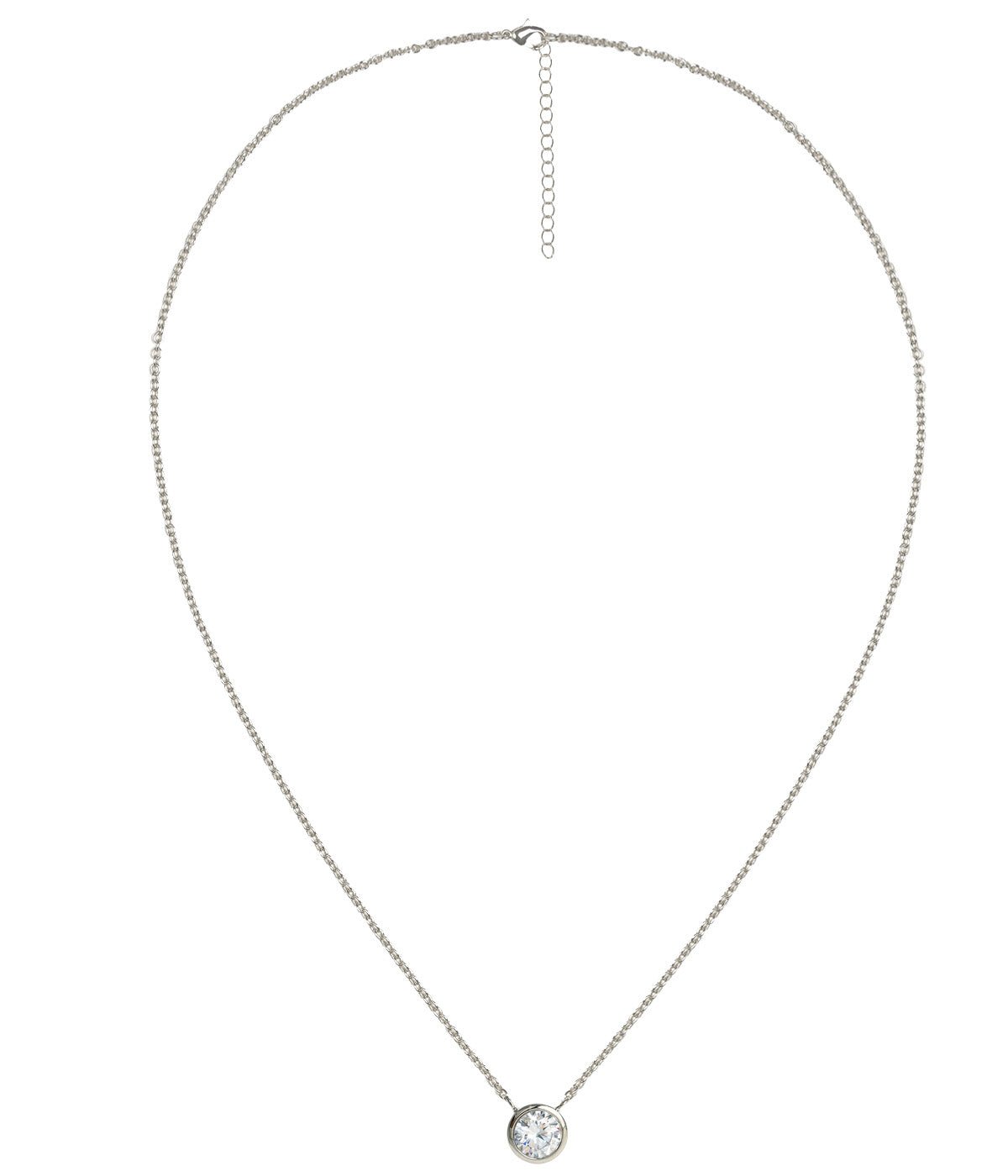 Large Rhinestone Bezel Necklace - 18k Gold Plated