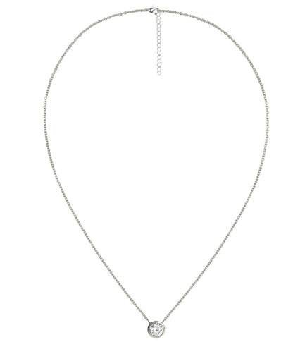 Large Rhinestone Bezel Necklace - 18k Gold Plated