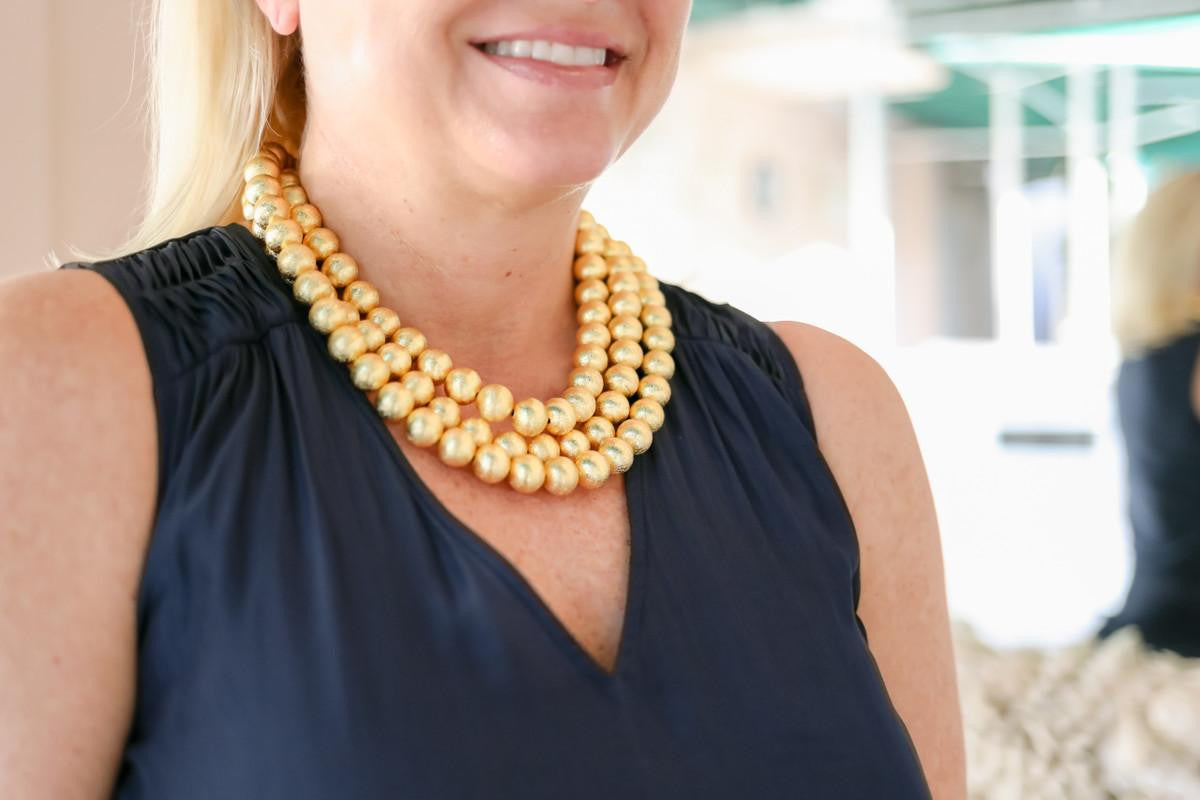 Diana Gold Triple Strand Beaded Necklace