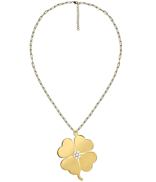 Genlyn Clover Short PaperClip Chain Necklace - 18k Plated - Teggy French