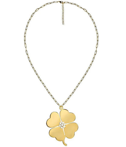 Genlyn Clover Short PaperClip Chain Necklace - 18k Plated - Teggy French