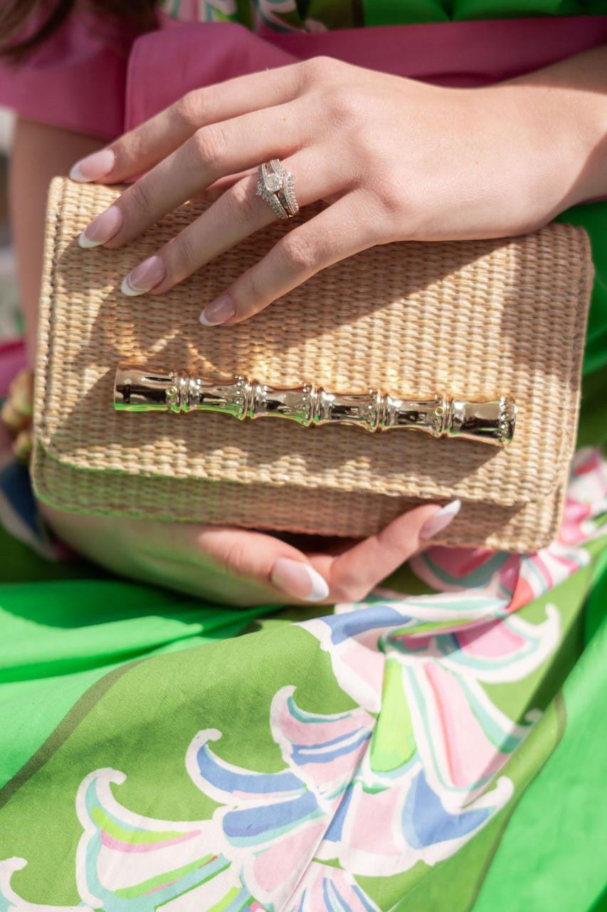 Ruby Straw Clutch - Gold Charm Bamboo Bar