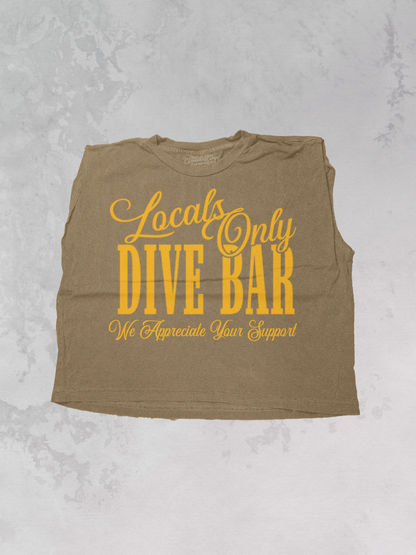 Underground Original Design: Locals Only Dive Bar Vintage Cropped Muscle Tank