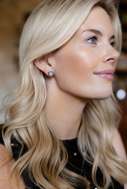 Margot - Bezel Textured Stud Earring - 18k Gold Plated- Darby Clark Collection