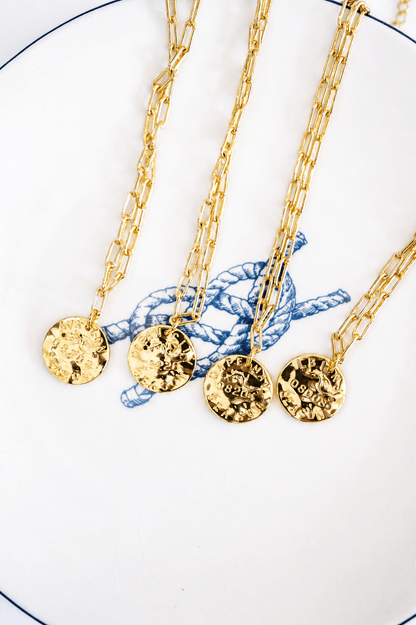 Mini Beach Tag Charm Necklace – 18k Gold Plated