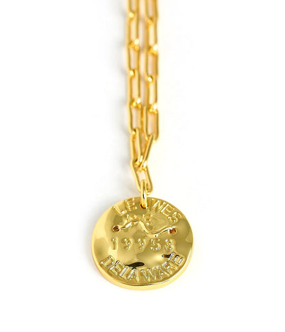 Mini Beach Tag Charm Necklace – 18k Gold Plated