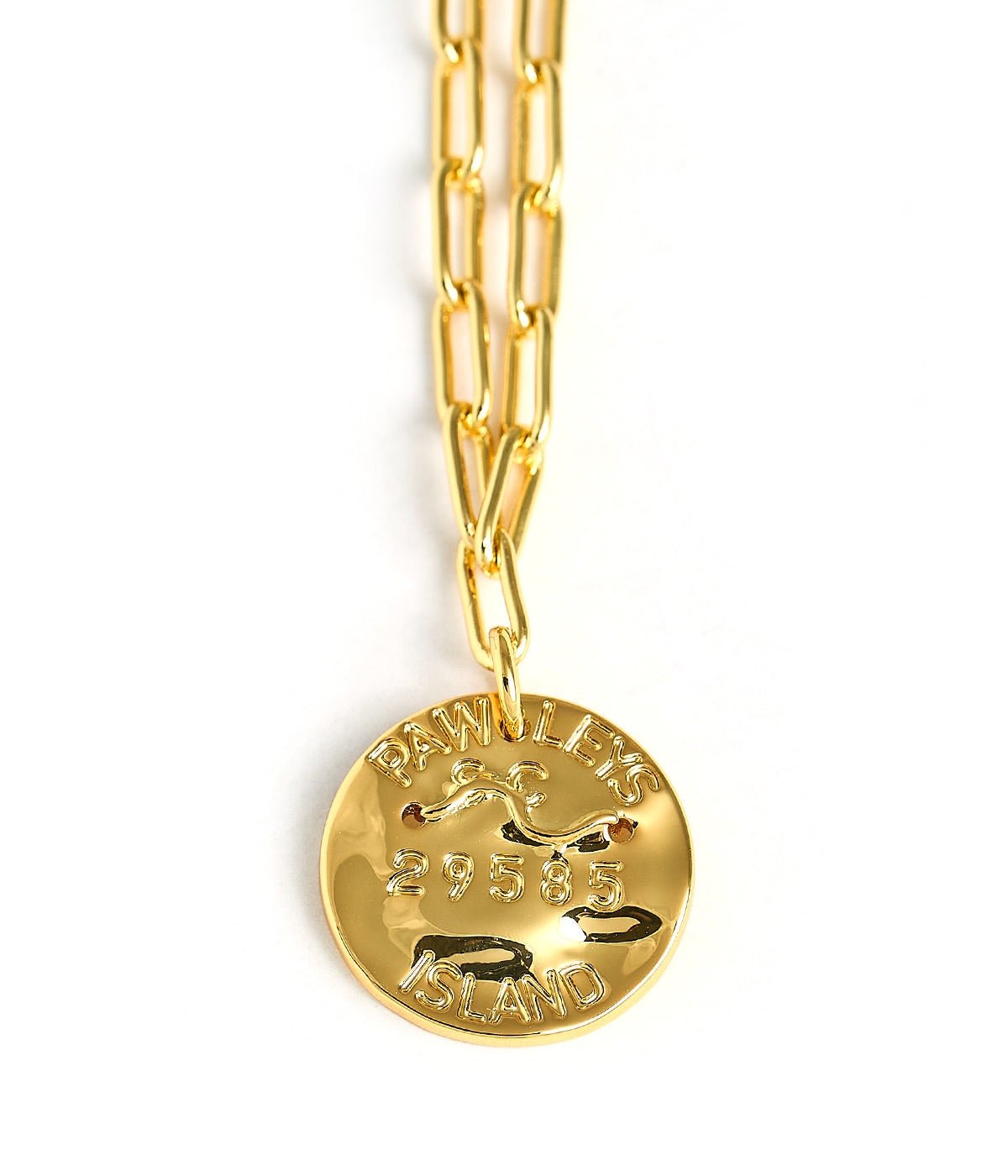Mini Beach Tag Charm Necklace – 18k Gold Plated