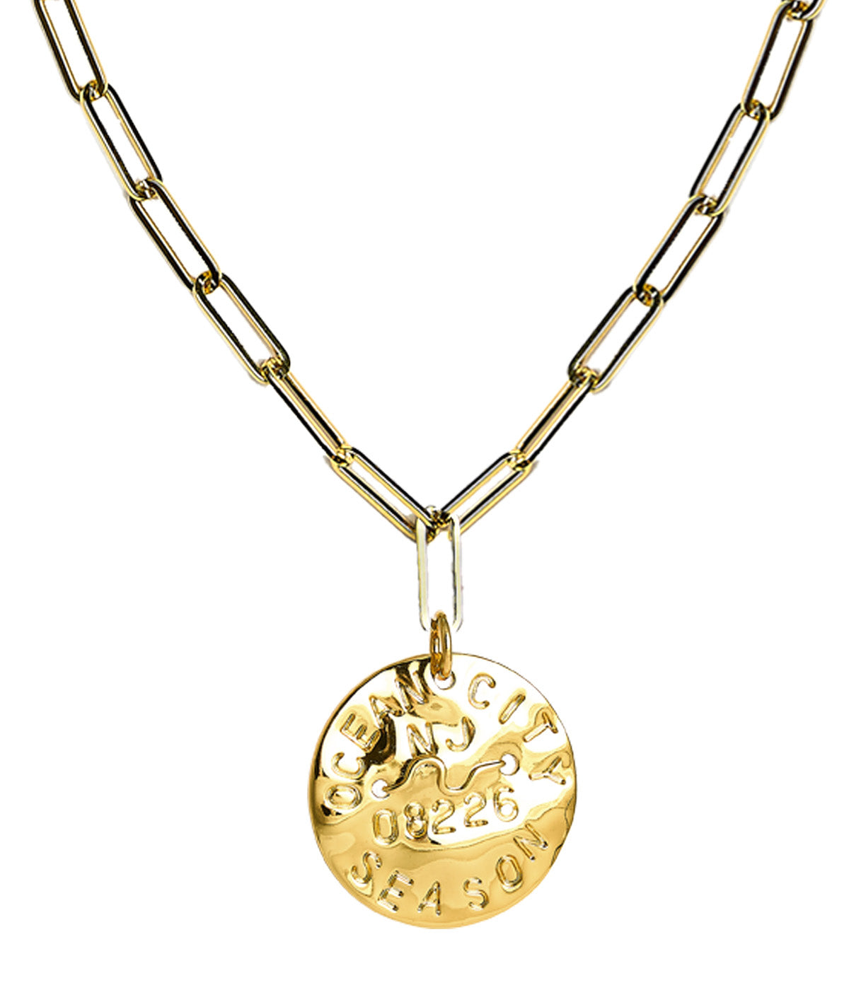 Beach Tag Charm Necklace – 18k Gold Plated
