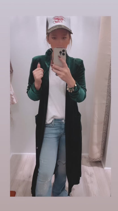 Crushed velvet Taylor duster with pockets