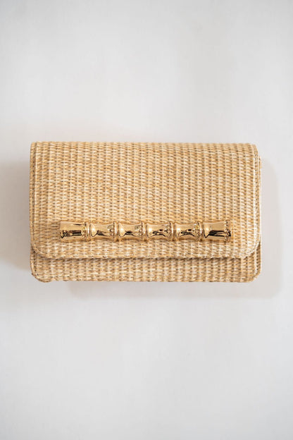Ruby Straw Clutch - Gold Charm Bamboo Bar