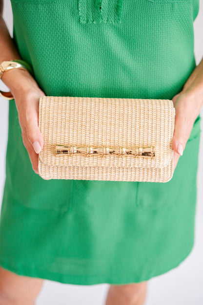 Ruby Straw Clutch - Gold Charm Bamboo Bar