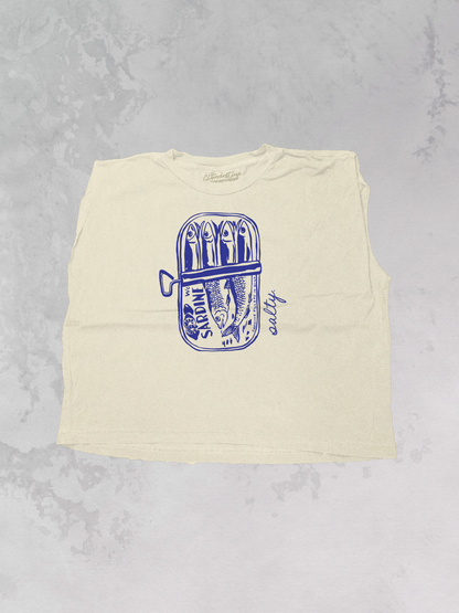 Underground Original Design: Salty Sardines Vintage Cropped Muscle Tank