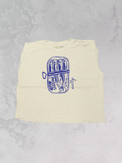 Salty Sardines Vintage Cropped Muscle Tank-
