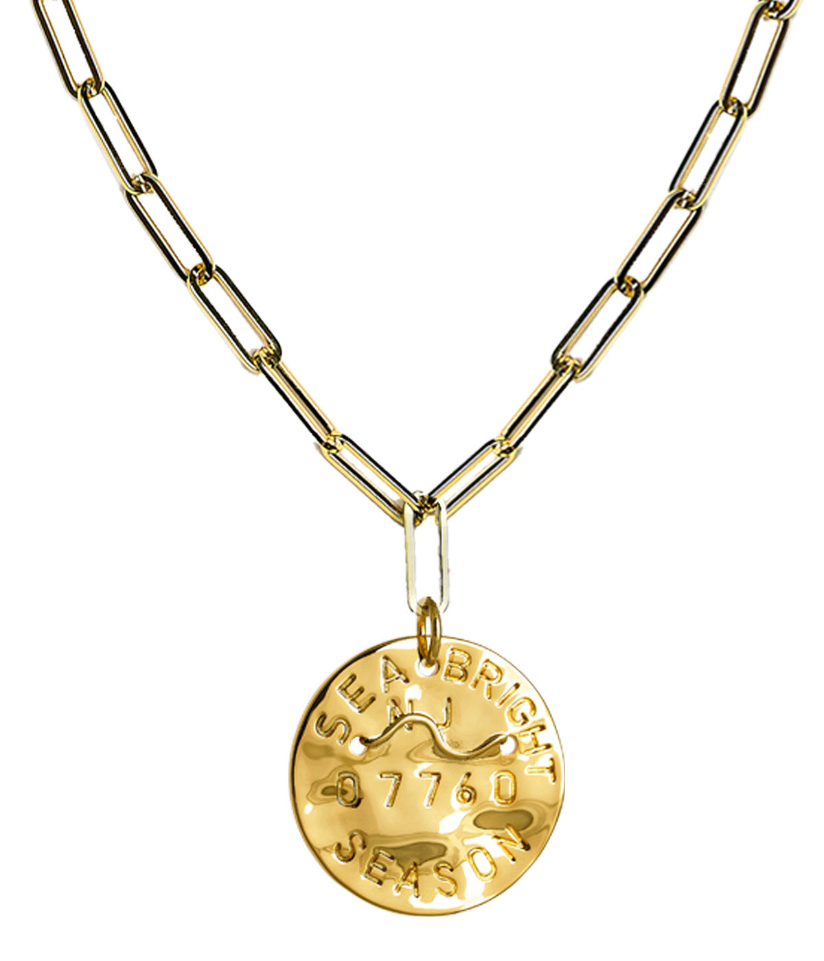 Beach Tag Charm Necklace – 18k Gold Plated