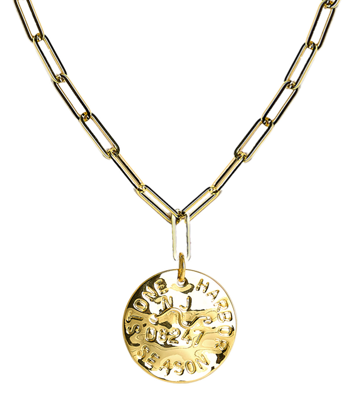 Beach Tag Charm Necklace – 18k Gold Plated