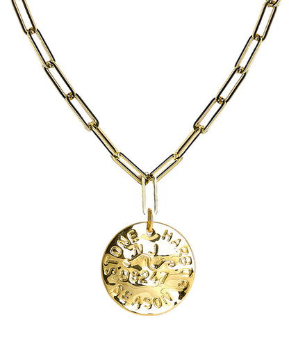 Beach Tag Charm Necklace – 18k Gold Plated