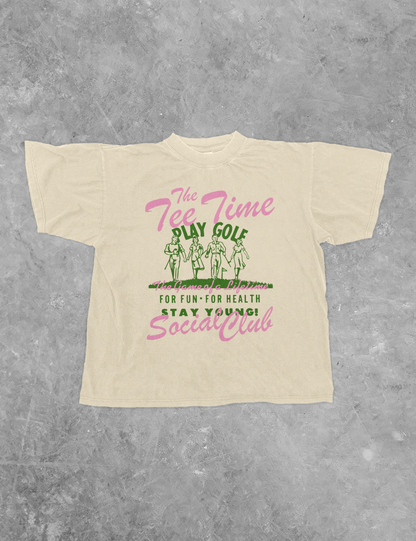 Underground Original Design: The Tee Time Social Club, Golf Boxy Cotton T-Shirt
