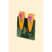 Embroidered Hair Clips (Set of 2) - Mustard Peony