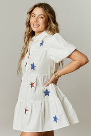 Starry Sequin Patch Mini Dress
