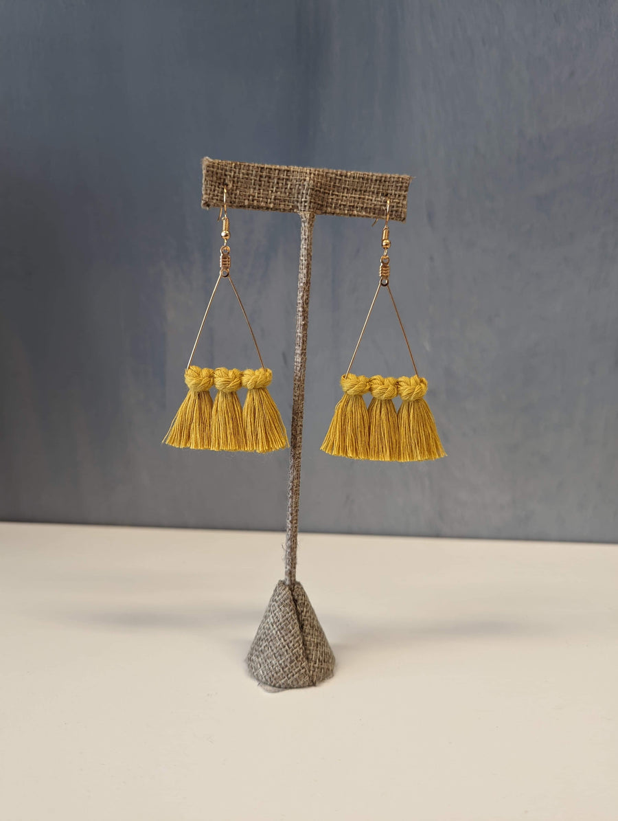 Triangle Crossover Macrame Earrings