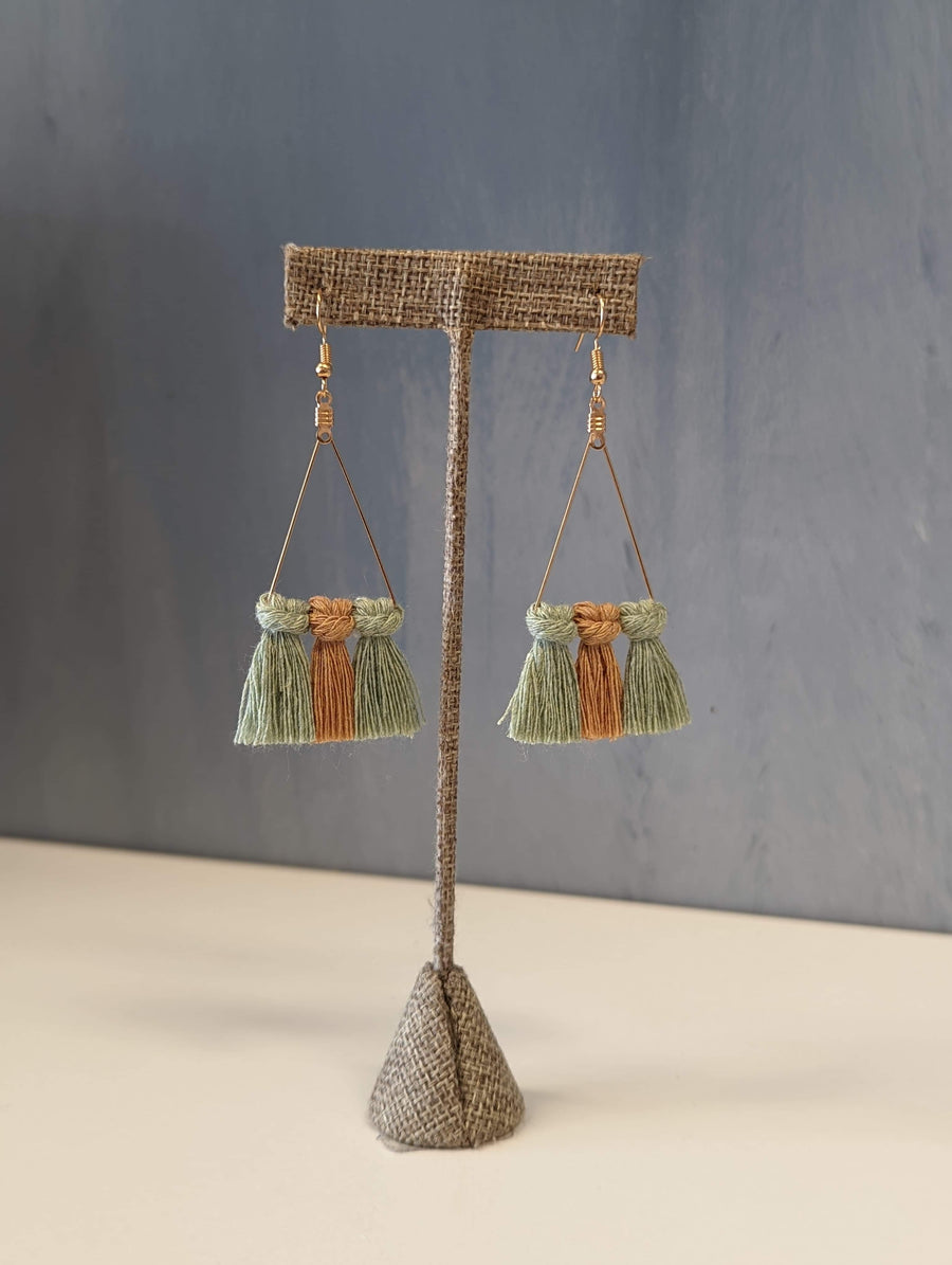 Triangle Crossover Macrame Earrings
