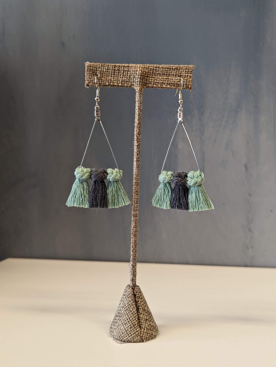 Triangle Crossover Macrame Earrings