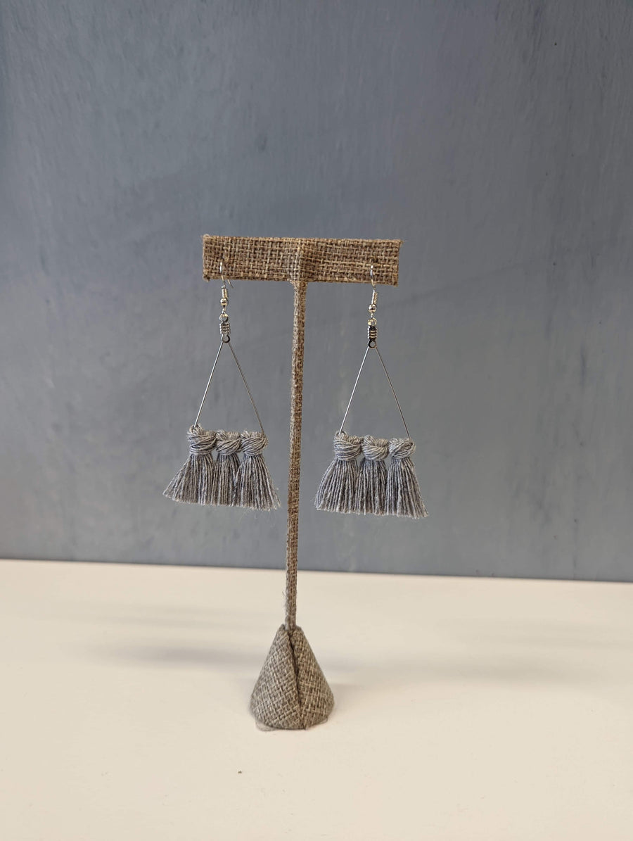 Triangle Crossover Macrame Earrings