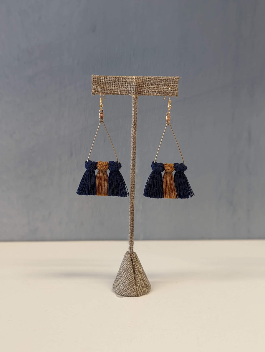 Triangle Crossover Macrame Earrings