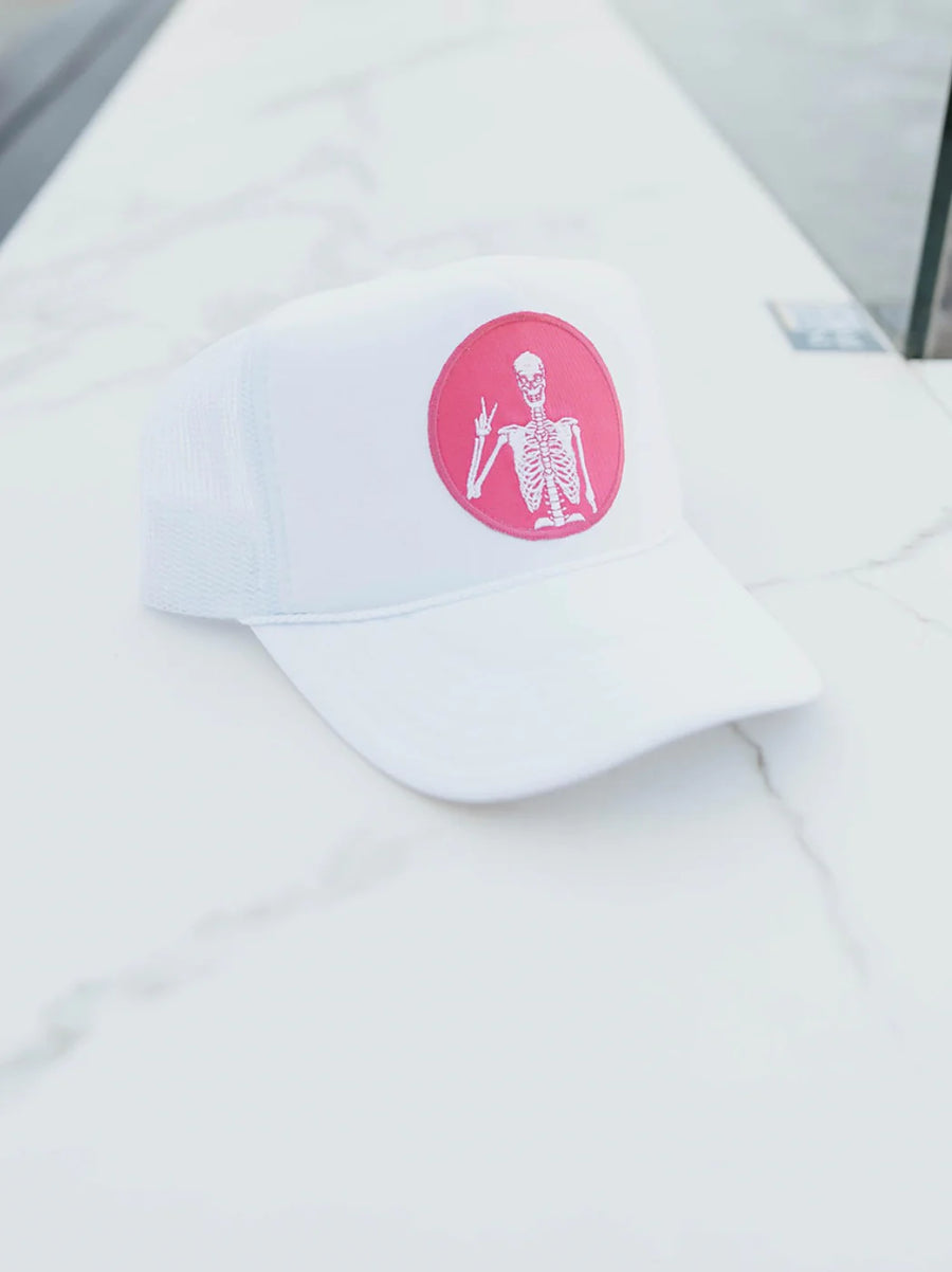 Pink Skeleton Trucker Hat