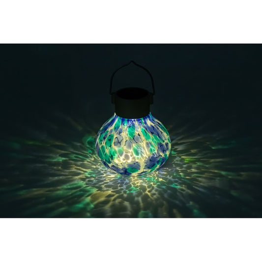 Solar Glass Tea Lantern - Tidal Blue