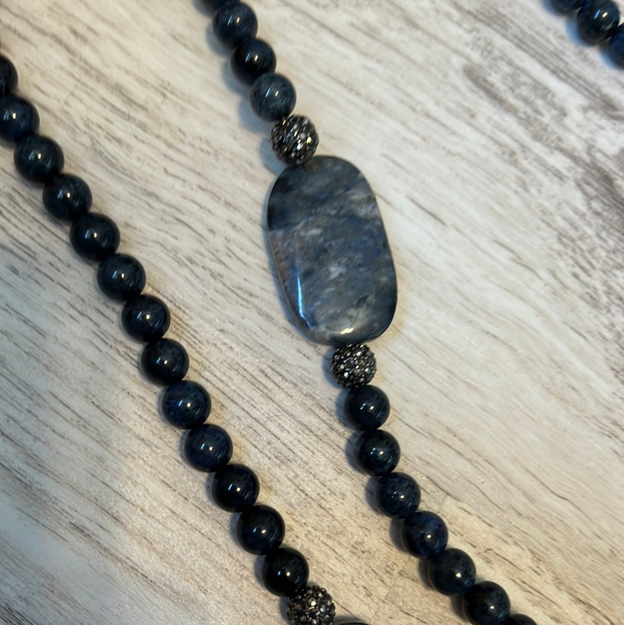 Navy and black beaded necklace