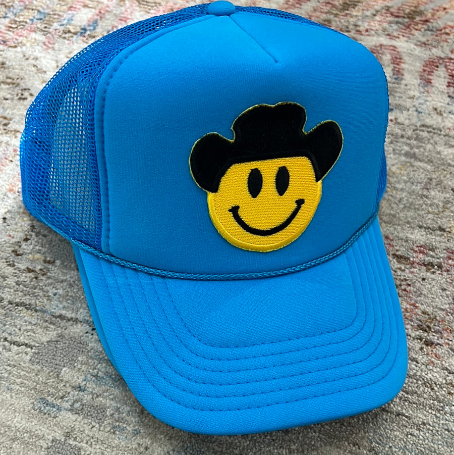Blue smiley cowboy hat