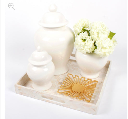 small white ginger jar