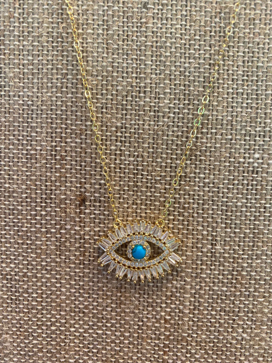 Turquoise and Crystal Evil Eye