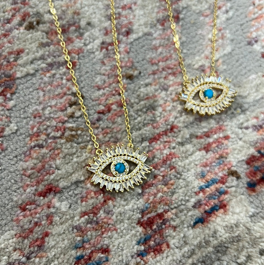 Turquoise and Crystal Evil Eye