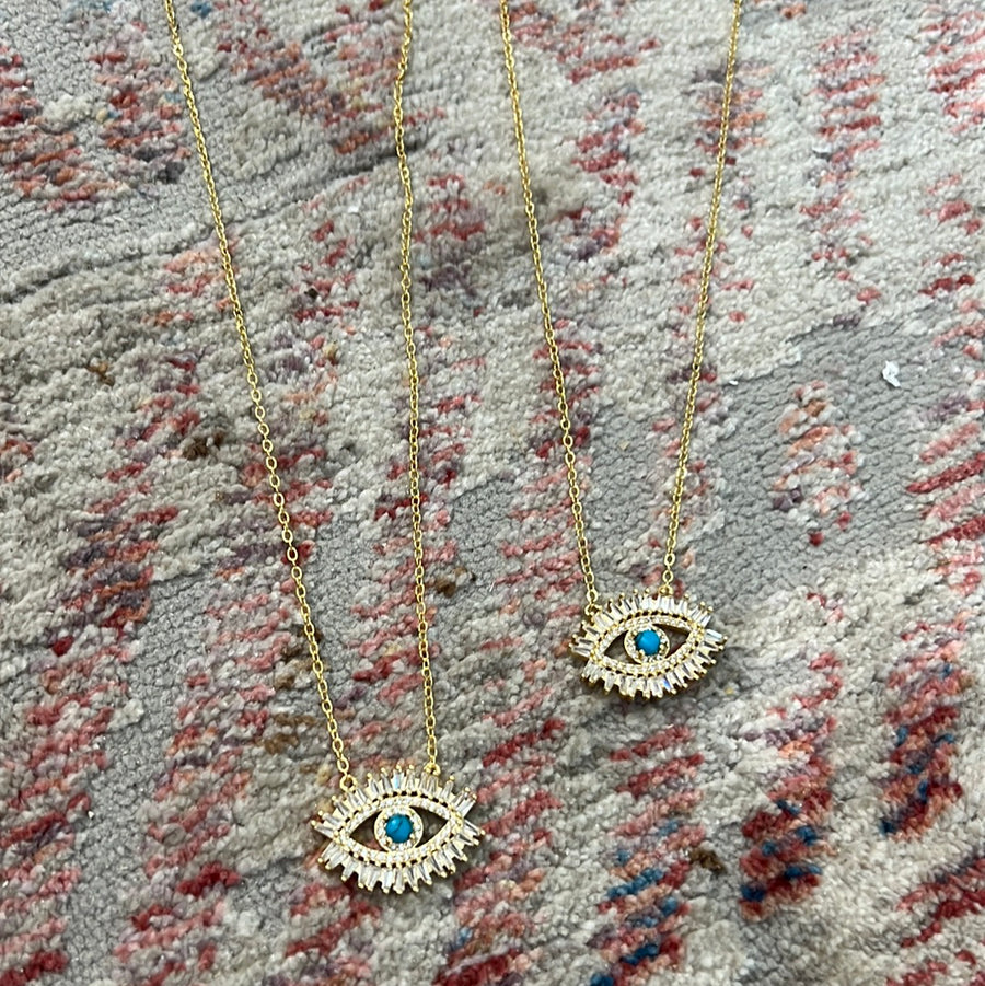 Turquoise and Crystal Evil Eye