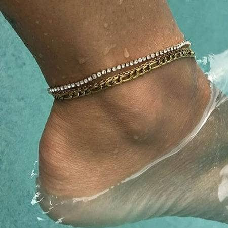 Double chain tennis anklet