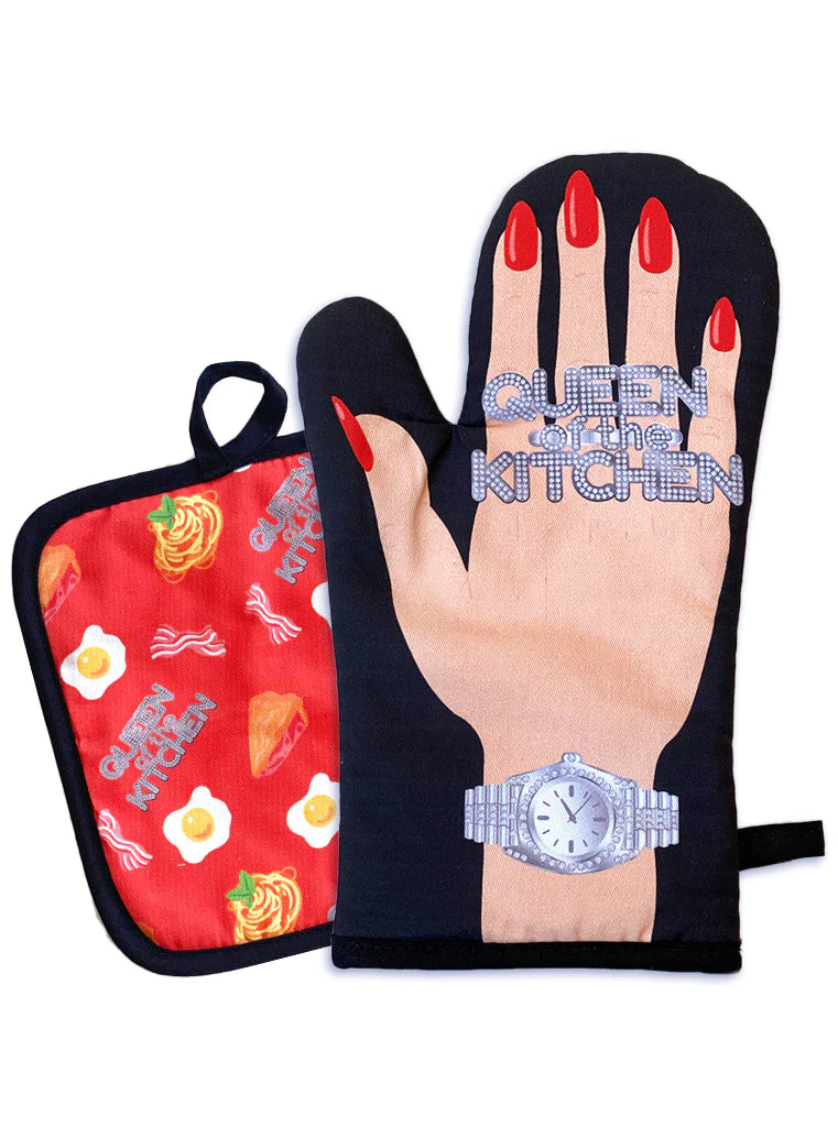 Queen of the Kitchen Oven Mitt and Potholder